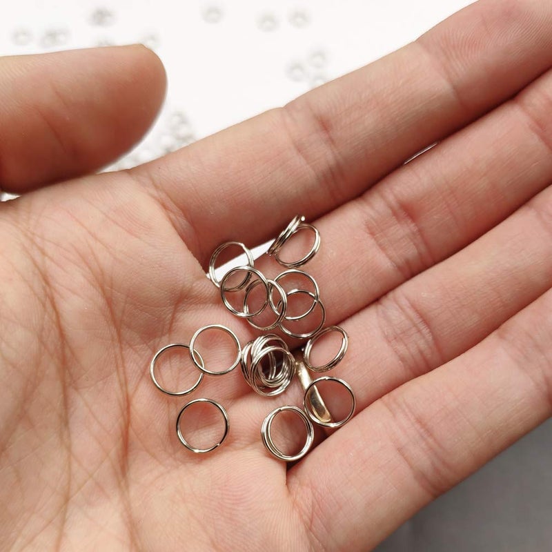 WUBOECE 300 PCS 8mm Metal Split Ring Nickel Plated Small Key Chain Ring Part for Connecting Clasps Charms Links and Ornament Crafts, Silver - Image 2
